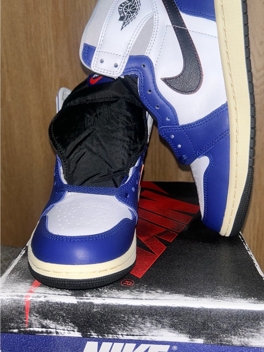 Jordan Men's Sneakers — White, Blue and Black